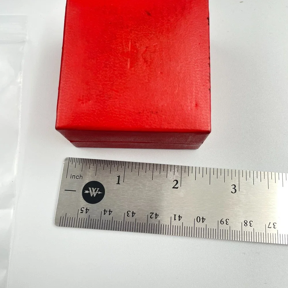 VTG Macys Empty Red Jewelry Box 18KT Gold Over Sterling Silver Presentation Case